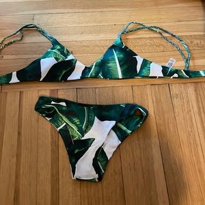Medium Green and White Bikini